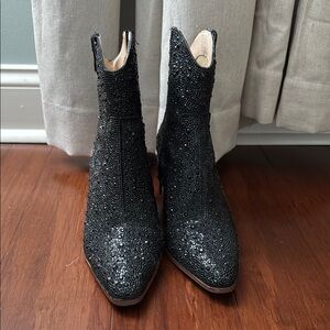 Betsey Johnson Black Beaded Women's Ankle Boots